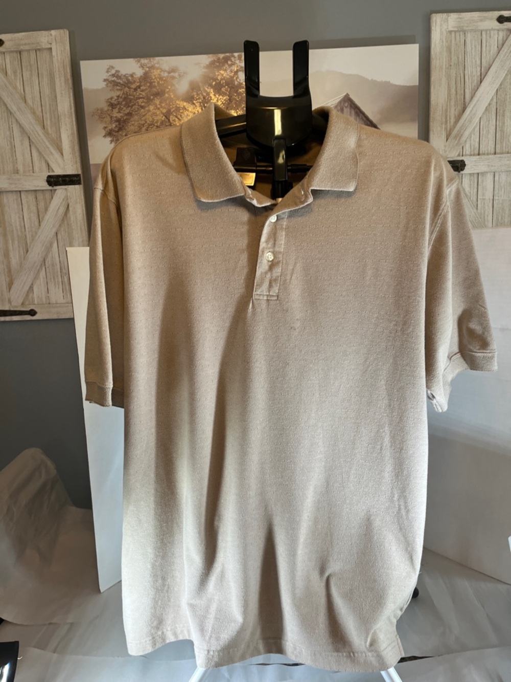 Men's Beige Polo Shirt - Classic Casual George short sleeve Xl very nice polo